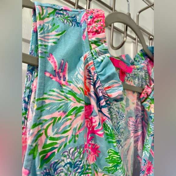 Lilly Pulitzer Malone Dress Celestial Blue Cay to My Heart Pink XL Cotton EUC - Picture 5 of 9